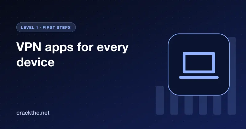 Illustration: a laptop icon in a rounded tile, with the title VPN apps for every device