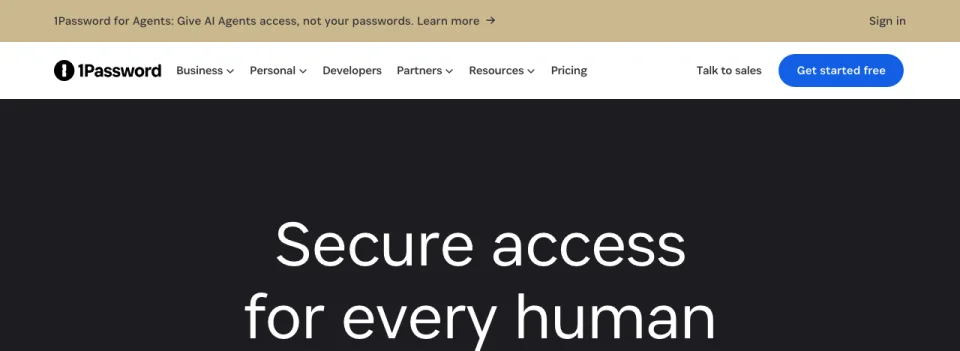 Top of the 1Password home page