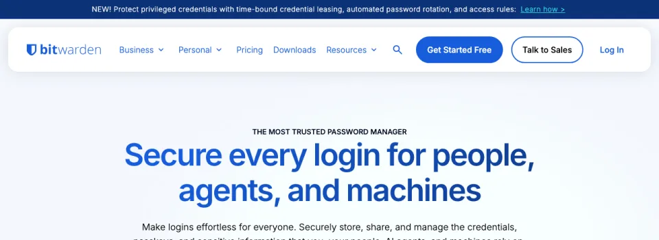 Top of the Bitwarden home page