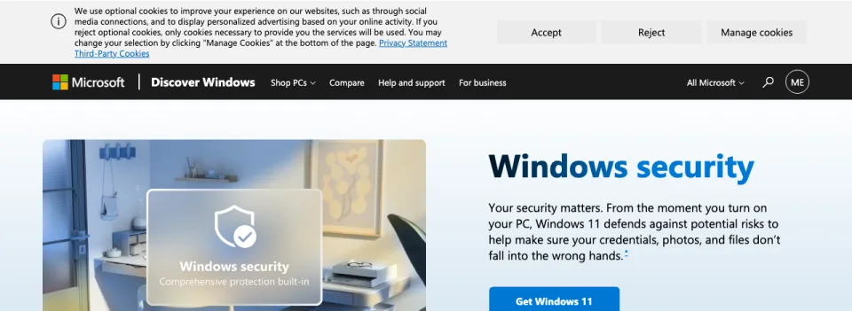 Top of the Microsoft Defender home page