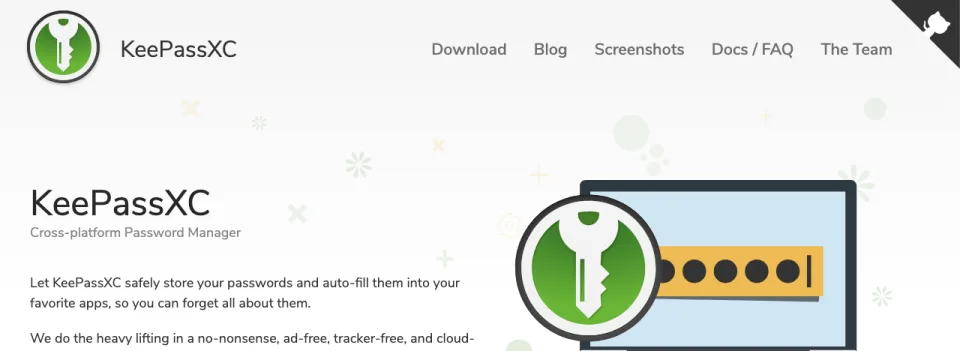 Top of the KeePassXC home page