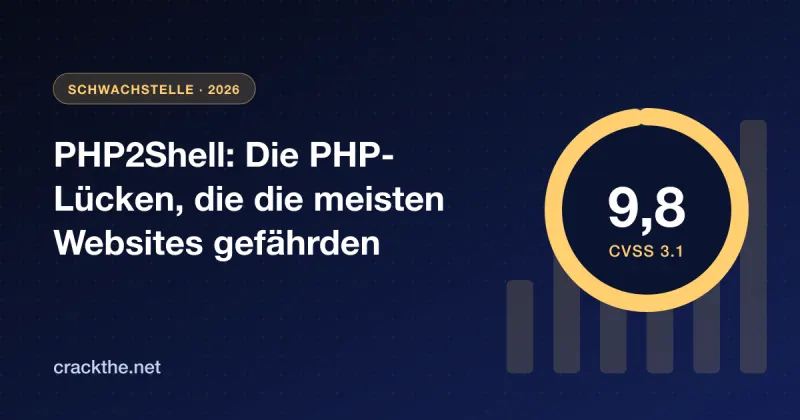 Illustration: ein Ring mit dem CVSS-Wert 9,8, dazu der Titel PHP2Shell